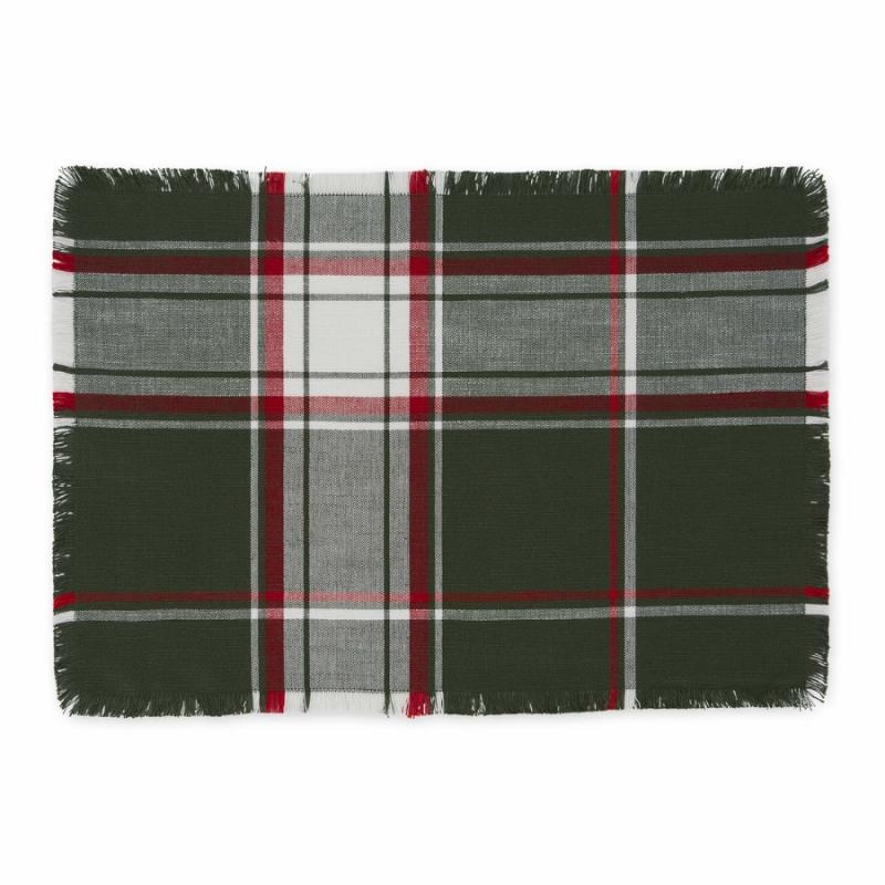 Placemats, Table Runners & Tablecloths |   Deck The Halls Plaid Placemat Linens Placemats, Table Runners & Tablecloths