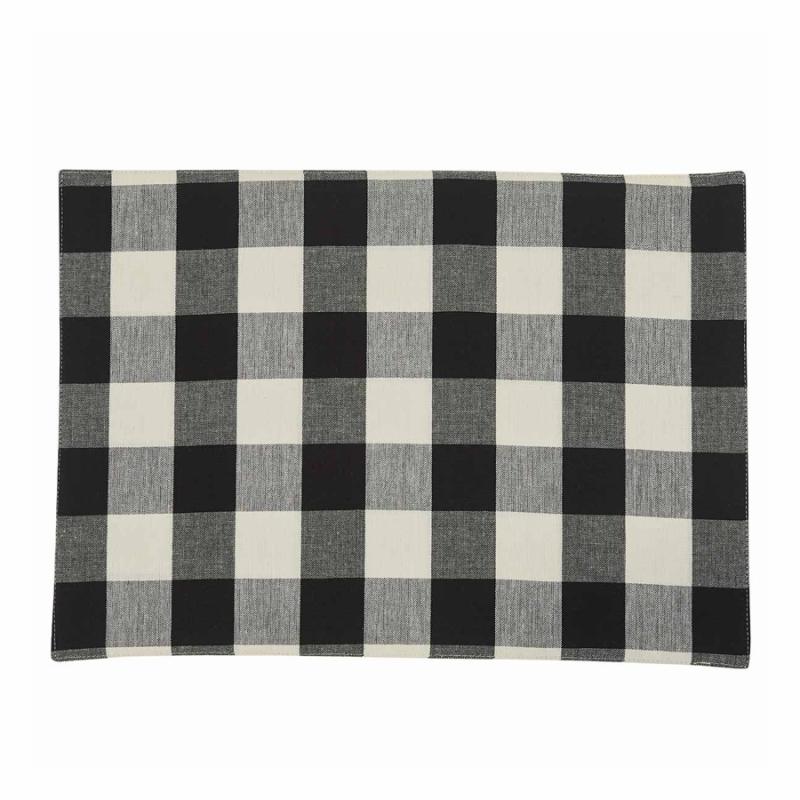 Placemats, Table Runners & Tablecloths |   Wicklow Check Placemat-Black & Cream Linens Placemats, Table Runners & Tablecloths