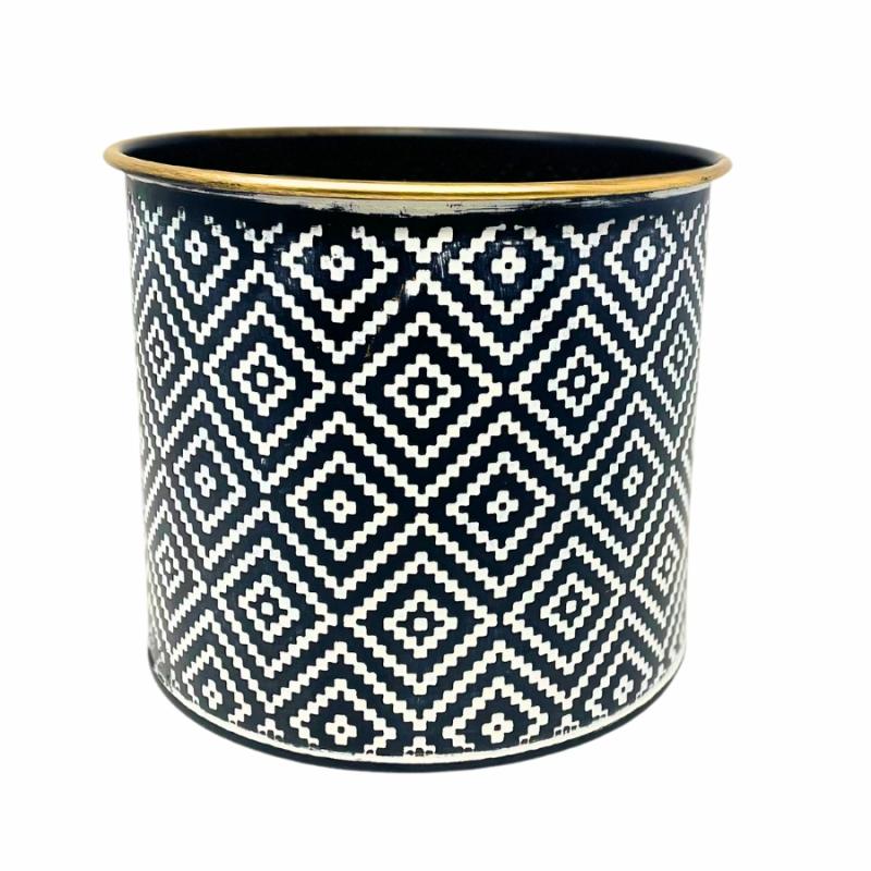 Pots And Planters |   8" Geometric Motif Plater – Large Lawn & Garden Pots And Planters