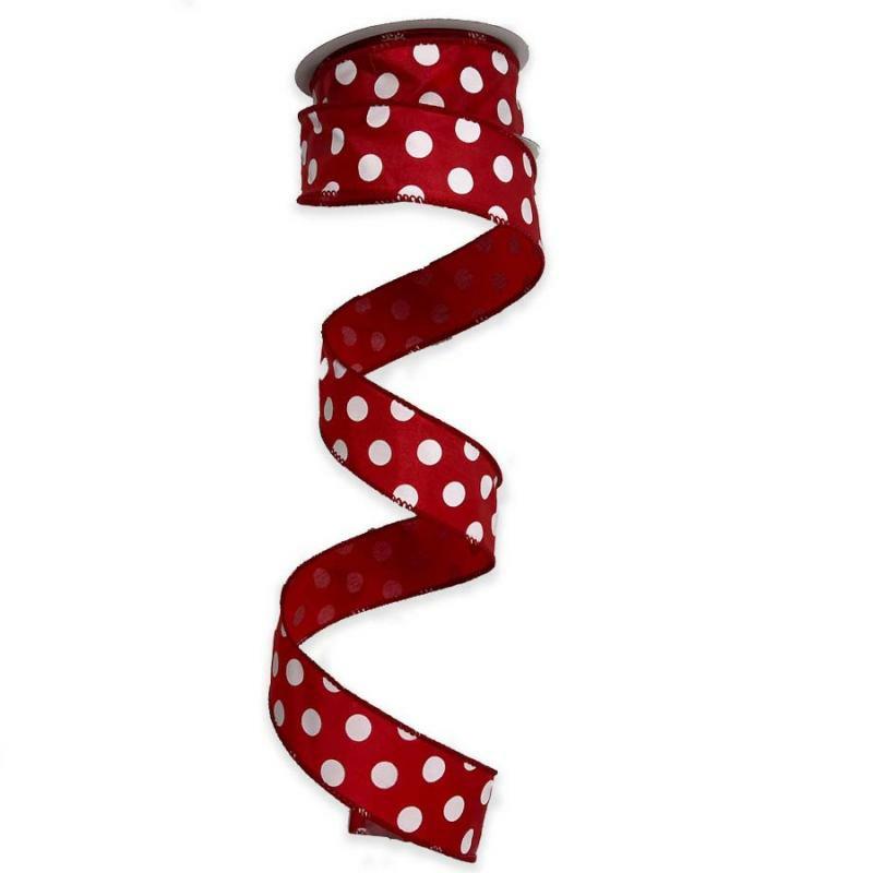 Satin Polka Dot Ribbon |   1.5" X 10Yd Red W/White Polka Dot Satin Ribbon Ribbon Satin Polka Dot Ribbon