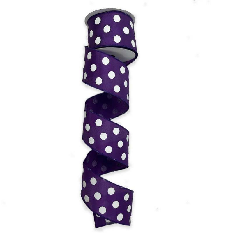 Satin Polka Dot Ribbon |   2.5" X 10Yd Purple W/White Polka Dot Satin Ribbon Ribbon Satin Polka Dot Ribbon