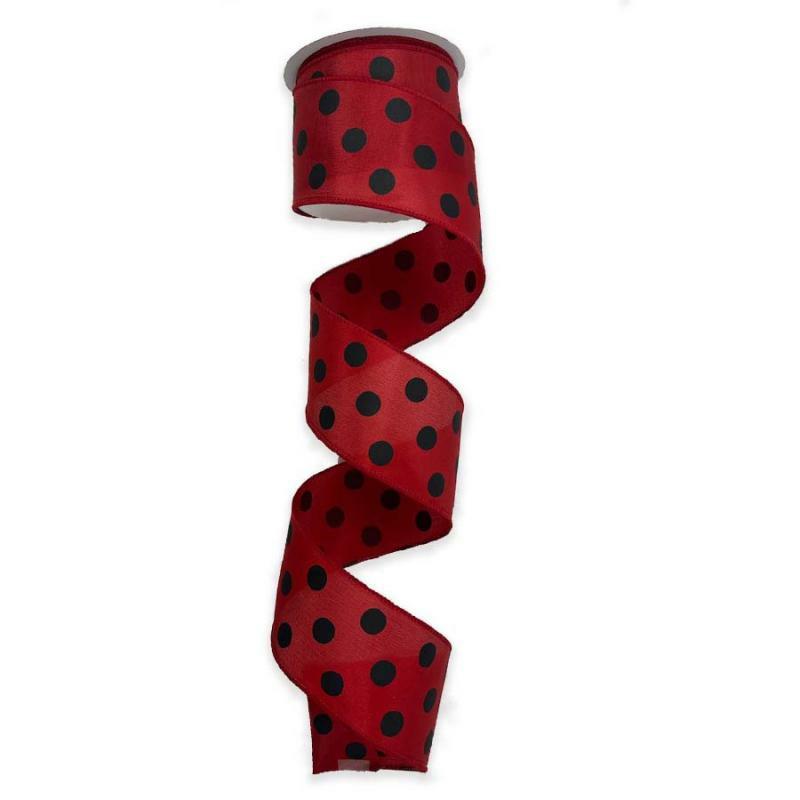 Satin Polka Dot Ribbon |   2.5" X 10Yd Red W/Black Polka Dot Satin Ribbon Ribbon Satin Polka Dot Ribbon