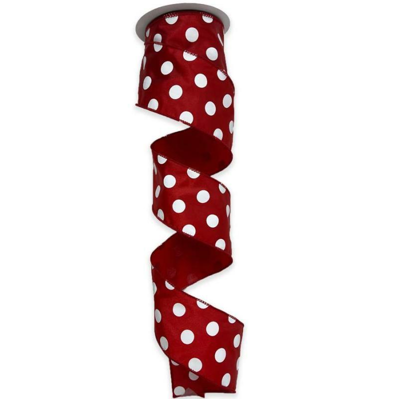 Satin Polka Dot Ribbon |   2.5" X 10Yd Red W/White Polka Dot Satin Ribbon Ribbon Satin Polka Dot Ribbon