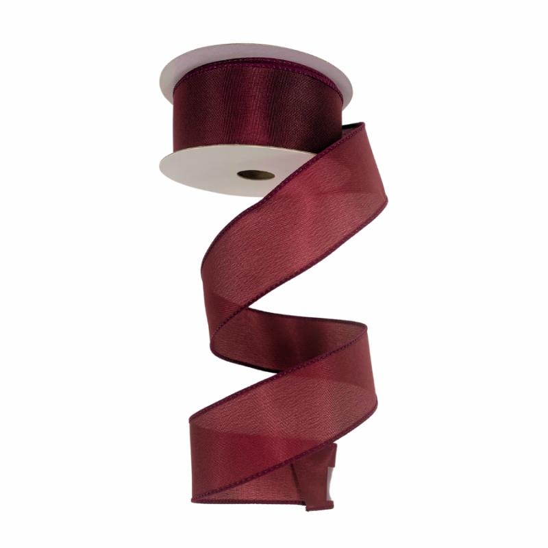 Satin Ribbon |   1.5" X 10Yd Burgandy Wired Edge Satin Ribbon Ribbon Satin Ribbon