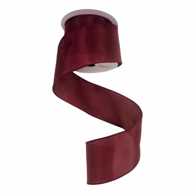 Satin Ribbon |   2.5" X 10Yd Burgandy Wired Edge Satin Ribbon Ribbon Satin Ribbon