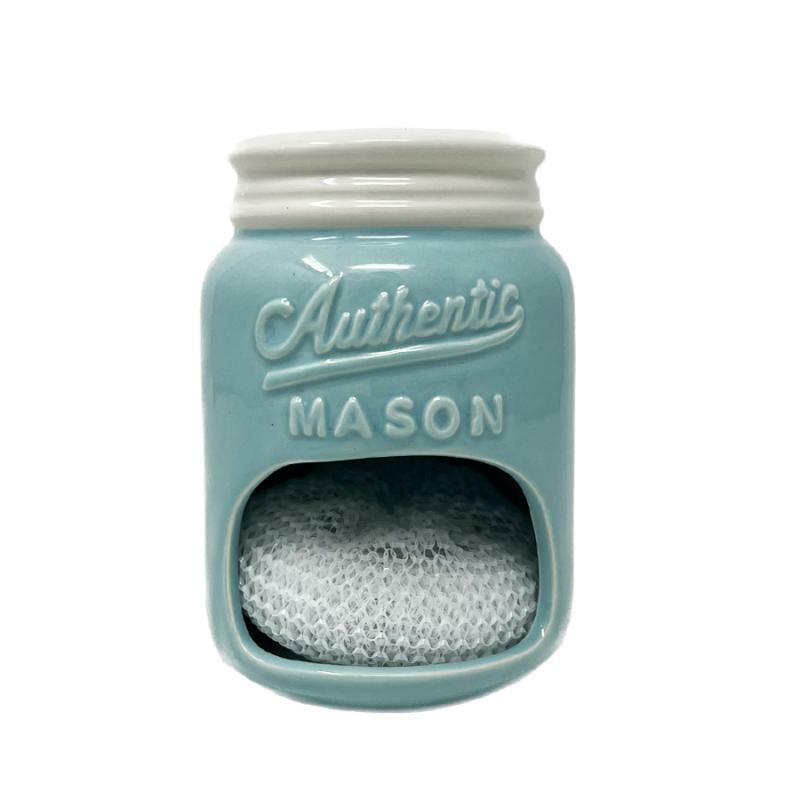 Scrubber Holders |   Blue Mason Jar Scrubber Holder Kitchen & Bath Scrubber Holders