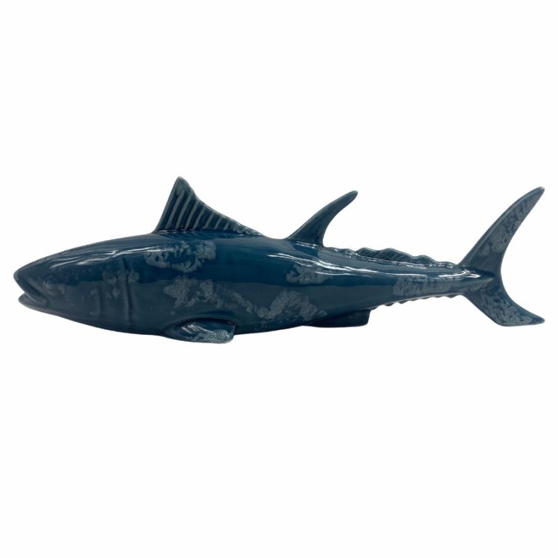 Sculptures & Figurines |   16" Aquamarine Ceramic Decor Fish Home Accents Sculptures & Figurines