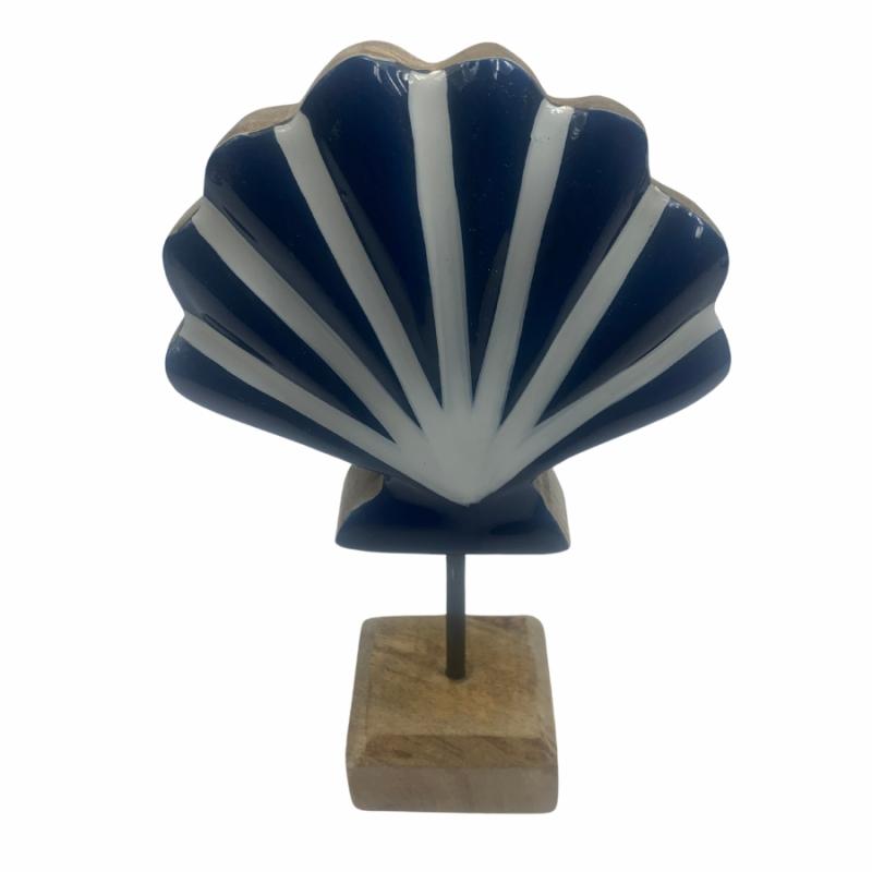 Sculptures & Figurines |   7" Blue Shell On Stand Home Accents Sculptures & Figurines