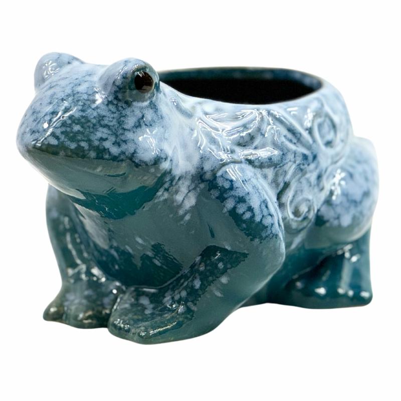 Sculptures & Figurines |   Ceramic Blue Frog Decorative Planter Home Accents Sculptures & Figurines