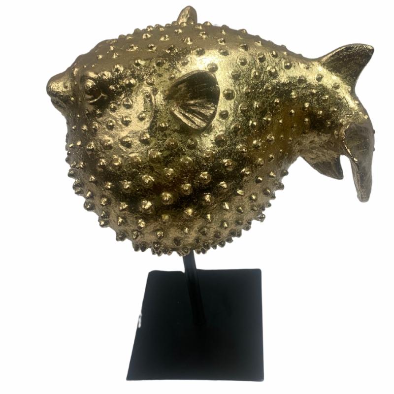 Sculptures & Figurines |   9" Golden Blowfish Home Accents Sculptures & Figurines