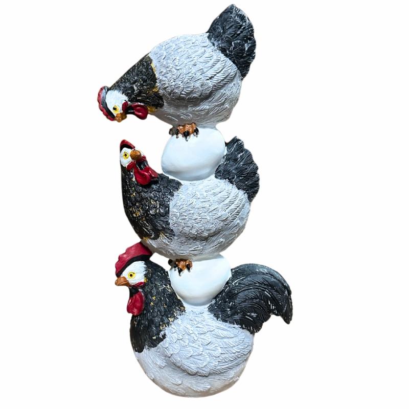 Sculptures & Figurines |   12" Resin Stack Of Chickens Figure Home Accents Sculptures & Figurines