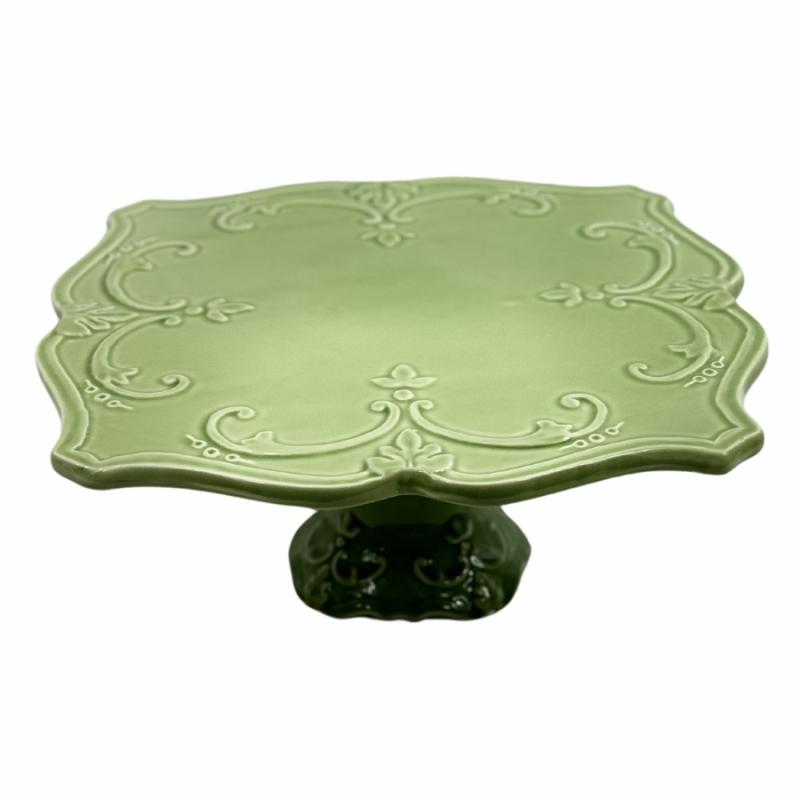 Serveware |   Olive Green Ceramic Serving Stand Serveware Serveware