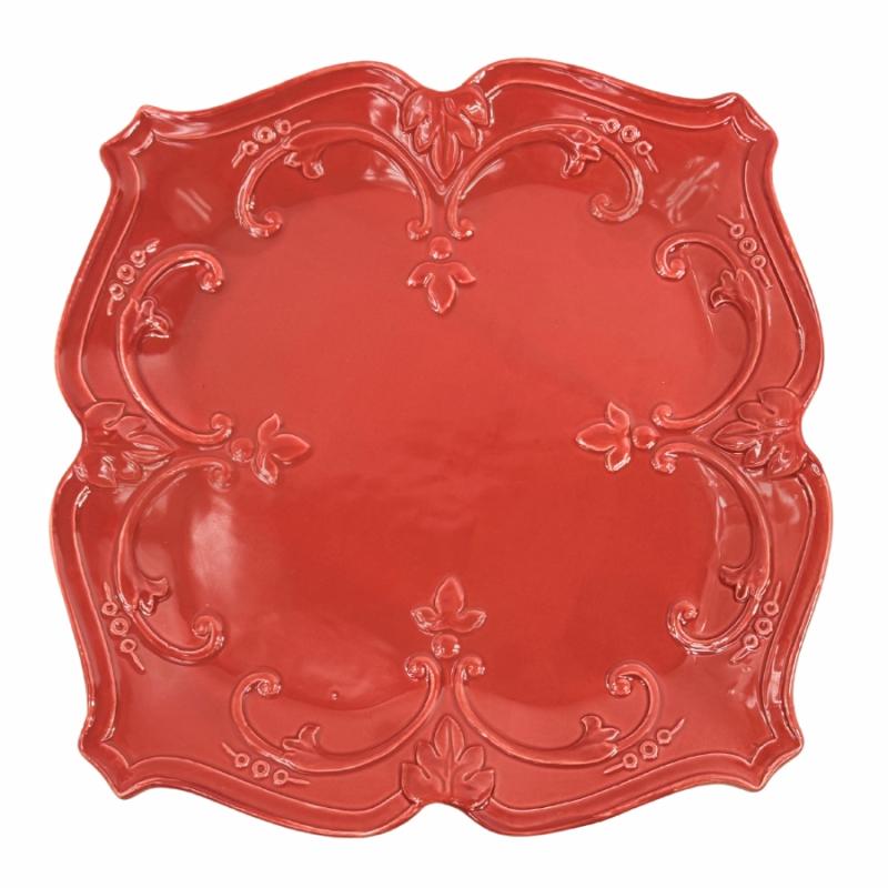 Serveware |   Red Embossed Ceramic Plate Serveware Serveware