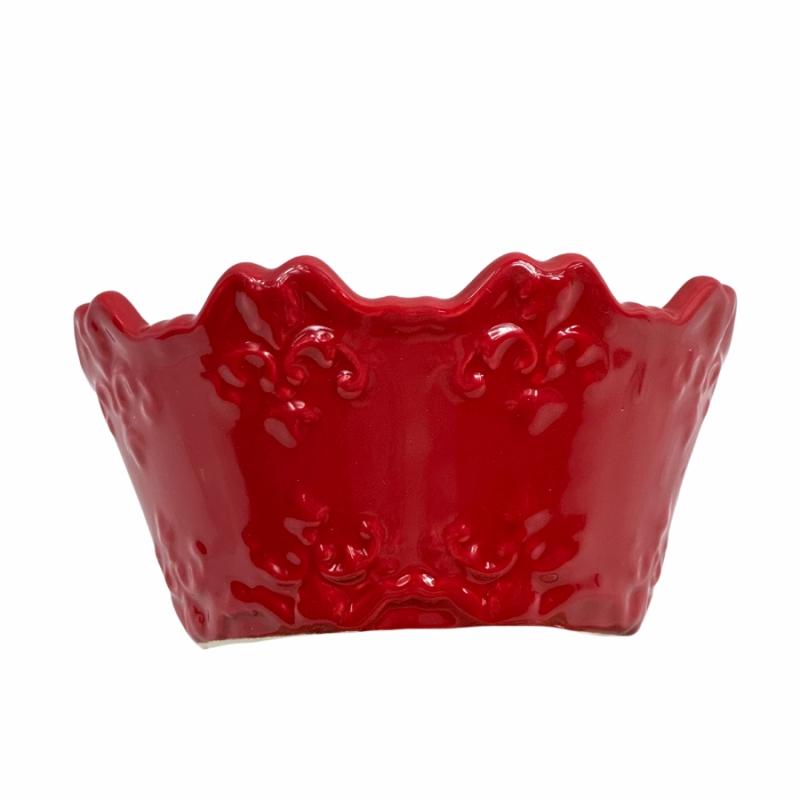 Serveware |   Red Scroll Textured Ceramic Bowl-Small Serveware Serveware