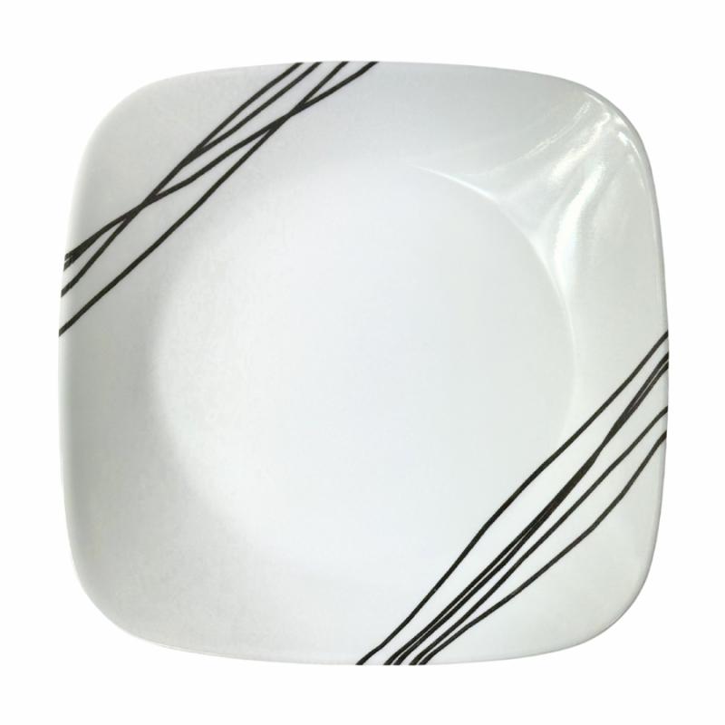 Serveware |   White Extra Strength Glass Plate With Diagonal Lines Serveware Serveware