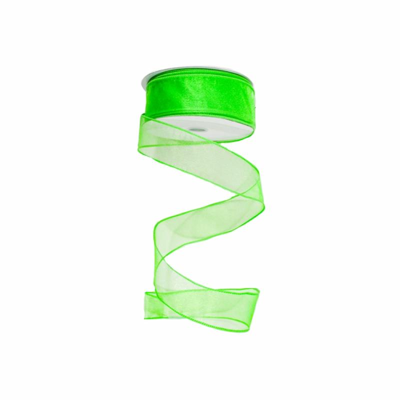 Sheer Ribbon |   1.5" X 25Yd Lime Wired Edge Sheer Ribbon Ribbon Sheer Ribbon