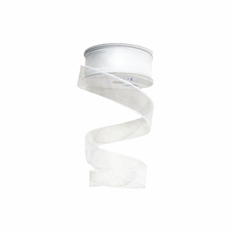 Sheer Ribbon |   1.5" X 25Yd White Wired Edge Sheer Ribbon Ribbon Sheer Ribbon