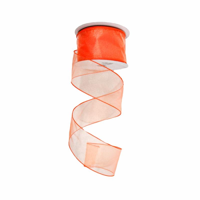 Sheer Ribbon |   2.5" X 10Yd Orange Wired Edge Sheer Ribbon Ribbon Sheer Ribbon