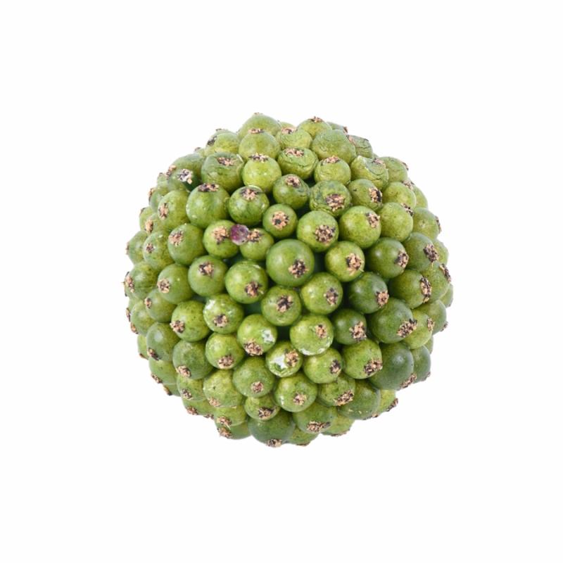 Stems, Bushes, Picks & Garlands |   3" Berry Ball Orb- Green Floral Stems, Bushes, Picks & Garlands