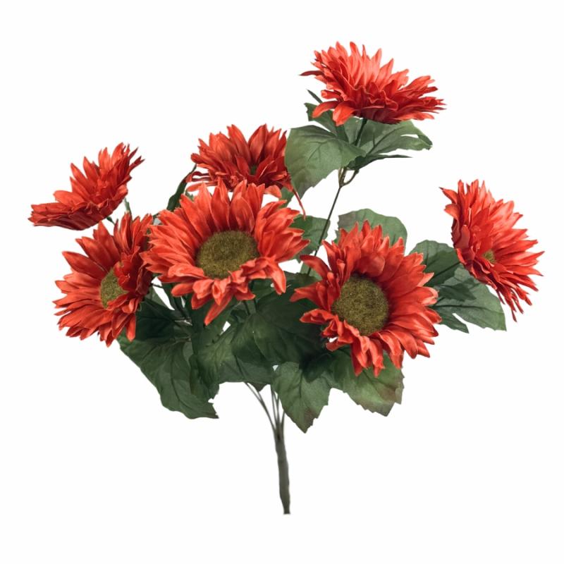 Stems, Bushes, Picks & Garlands |   19" Orange Sunflower Bush Fall Floral & Crafts Fall Floral & Crafts