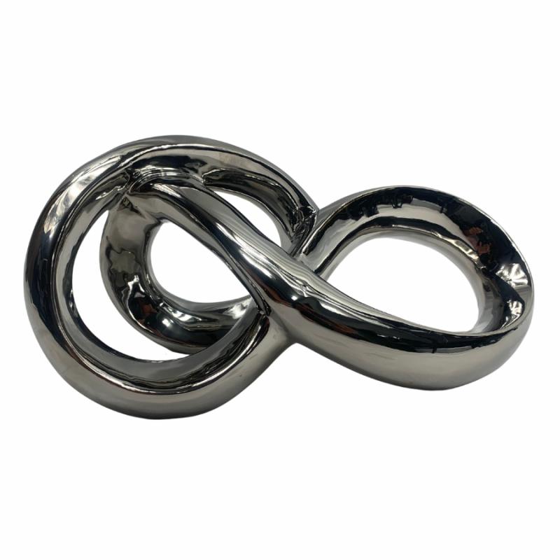 Tabletop Decor |   Double Figure 8 Knot Chrome Sculpture Home Accents Sculptures & Figurines