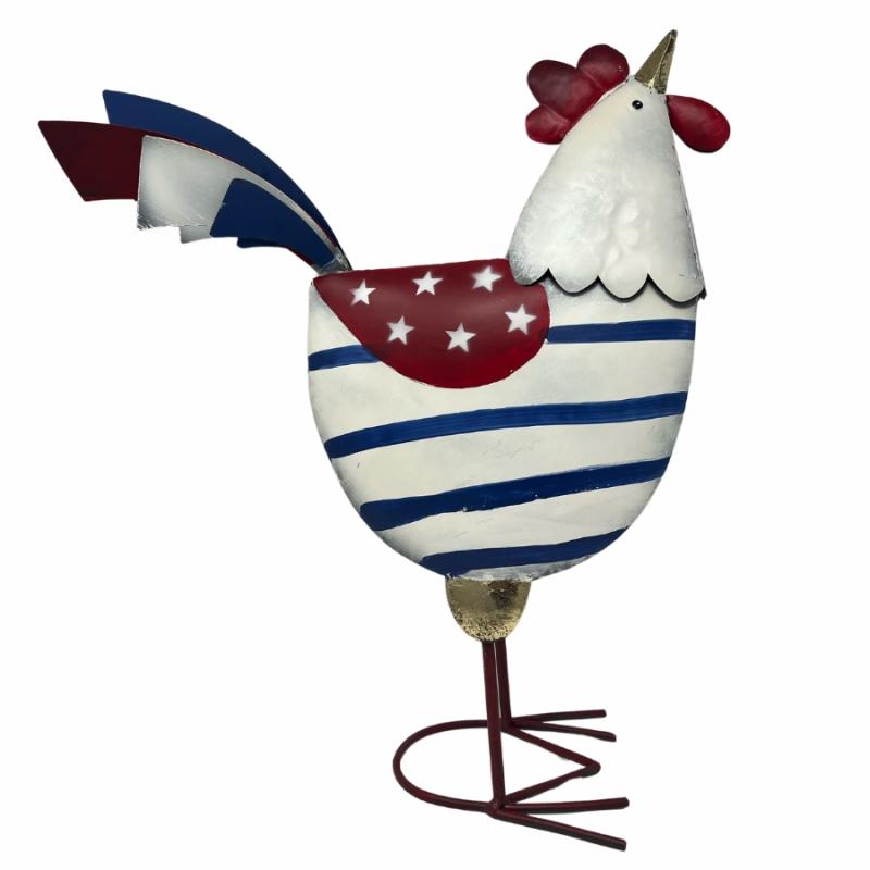 Tabletop Decor |   Metal Patriotic Chicken Home Accents Sculptures & Figurines