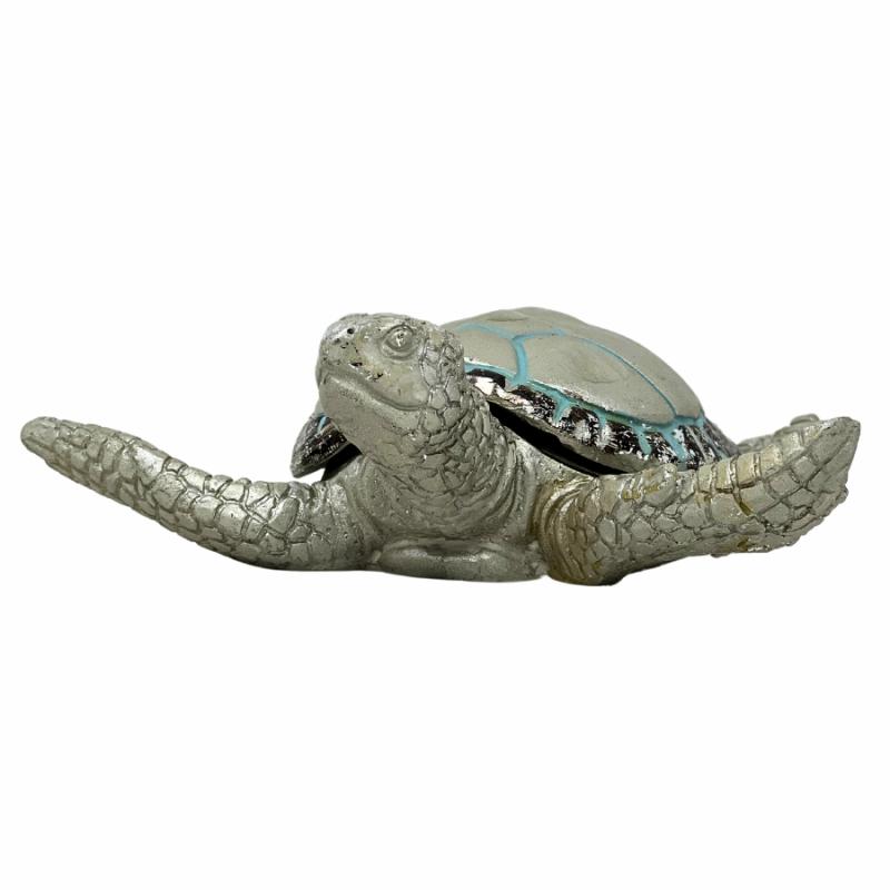 Tabletop Decor |   Silver Resin Turtle Trinket Box Home Accents Sculptures & Figurines