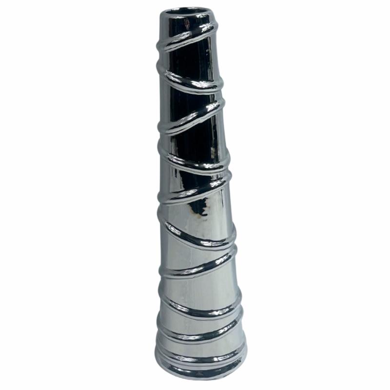 Vases & Urns |   11.5" Chrome Spiral Vase Home Decor Vases & Urns