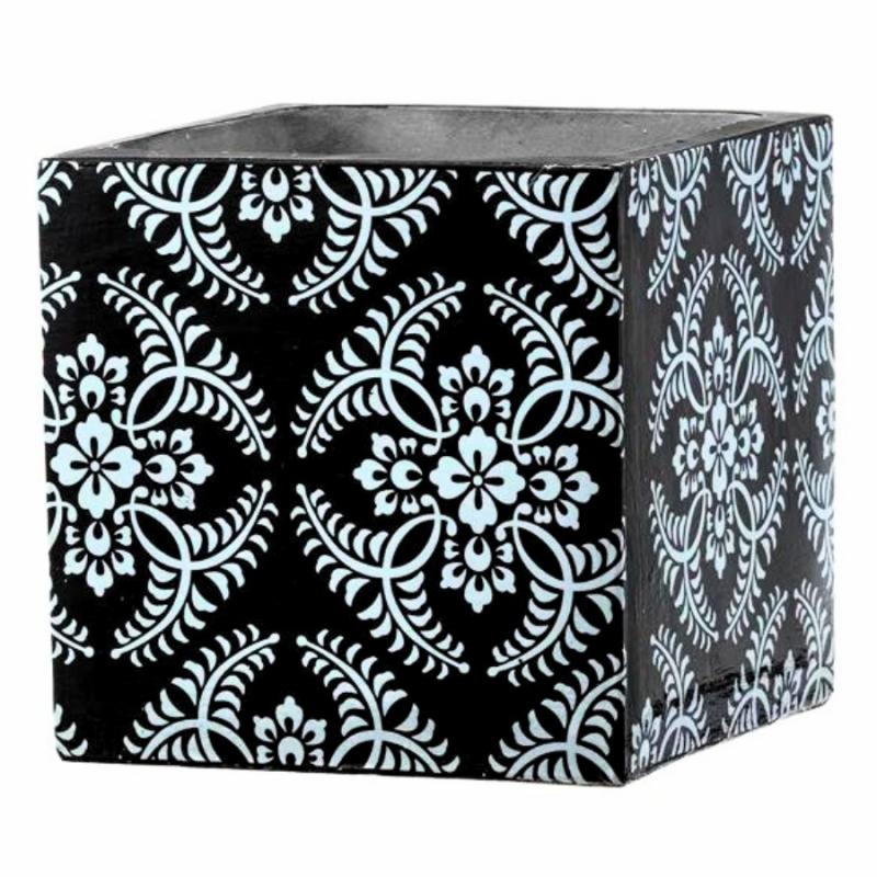 Vases & Urns |   Square Black & White Planter Home Decor Vases & Urns