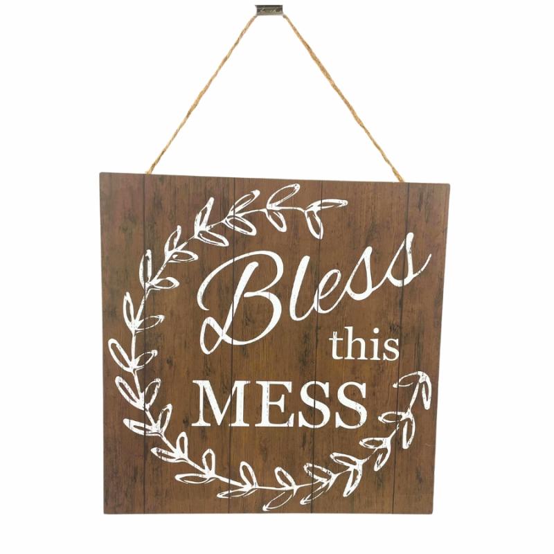 Wall Decor |   10" Bless This Mess Hanging Sign Home Accents Wall Decor