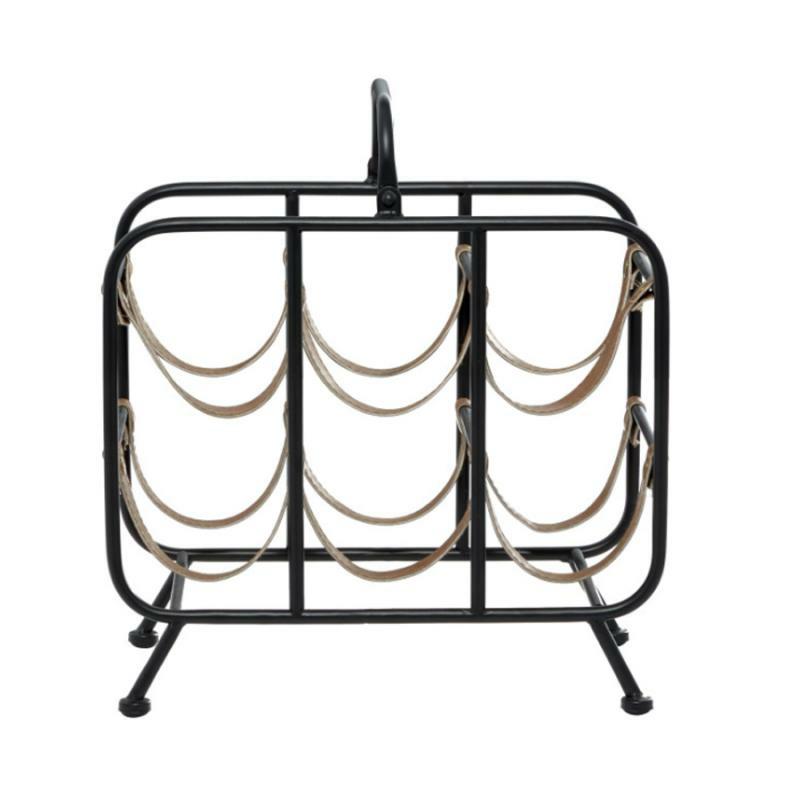 Wine Racks |   Metal Faux Leather Wine Rack – 6 Bottle Barware Wine Racks