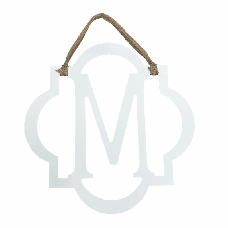 Wood Monograms |   Monogram Quatrafoil M White Home Accents Wood Monograms