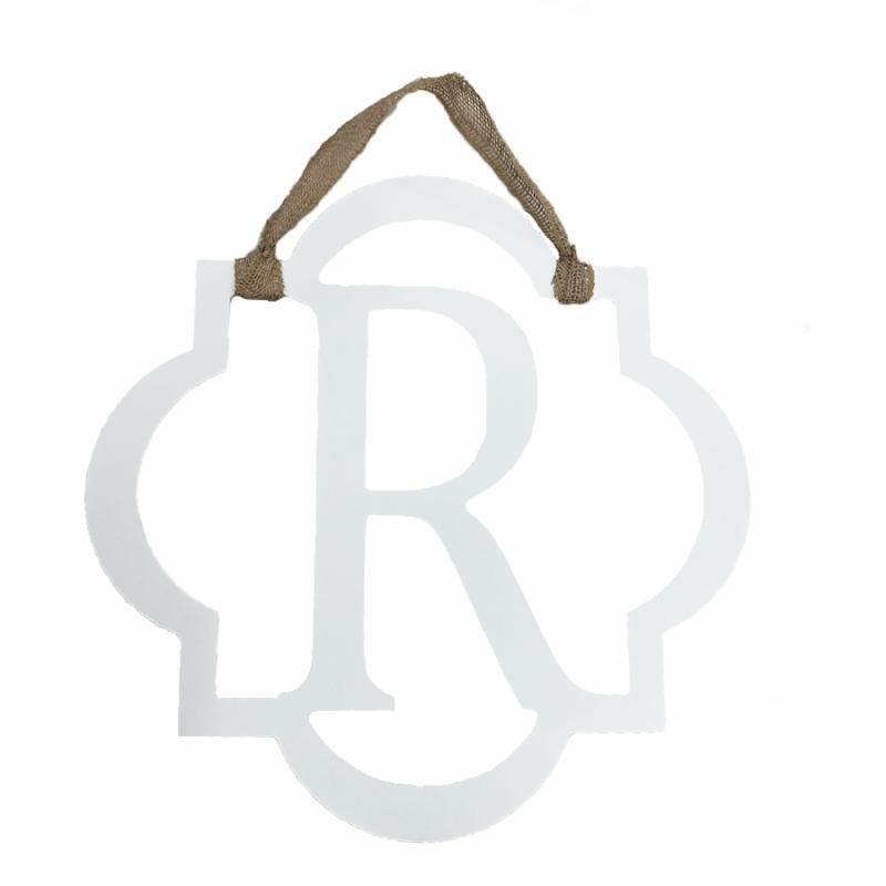 Wood Monograms |   Monogram Quatrafoil R White Home Accents Wood Monograms