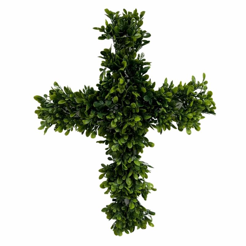 Wreaths, Arrangements & Trees |   Large Leaf Boxwood Cross Floral Wreaths, Arrangements & Trees