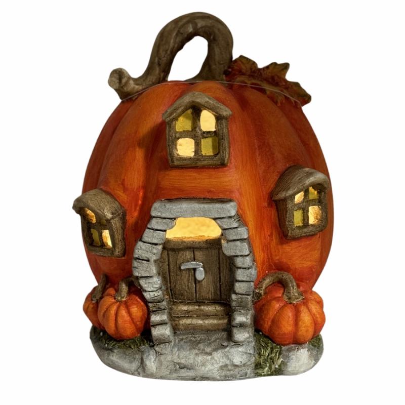 Yard Decor |   14" Light Up Pumpkin House Lawn & Garden Yard Decor