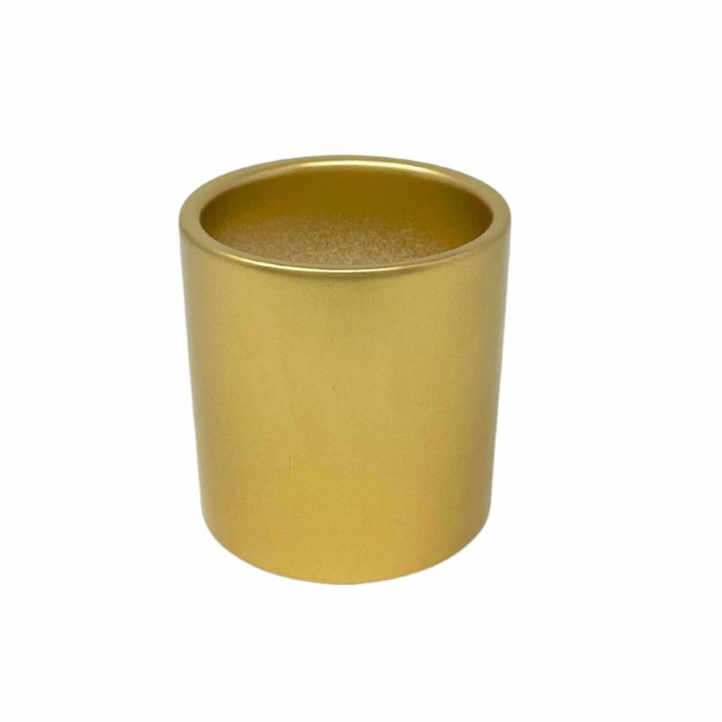 Yard Decor |   3" Gold Cylinder Flower Pot Lawn & Garden Pots And Planters