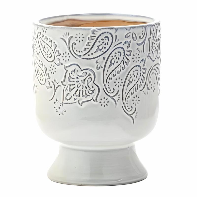 Yard Decor |   Small Paisley Pedestal Planter Lawn & Garden Pots And Planters