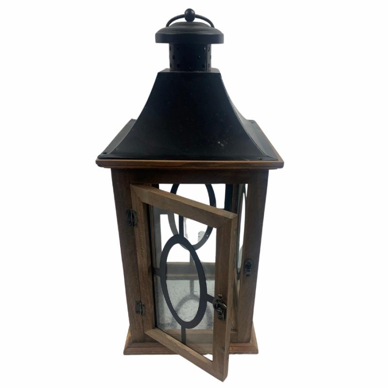 Lanterns |   17" Natural Wooden Lantern Lanterns Lanterns