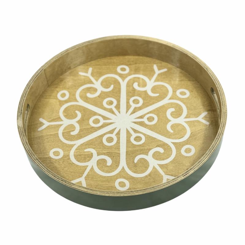 Baskets & Trays |   14" Wooden Snowflake Serving Tray Baskets & Trays Baskets & Trays