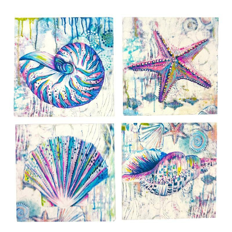 Coffee Mugs & Coasters |   Jewels Of The Sea-4 Pc Coaster Set Coffee Mugs & Coasters Coffee Mugs & Coasters