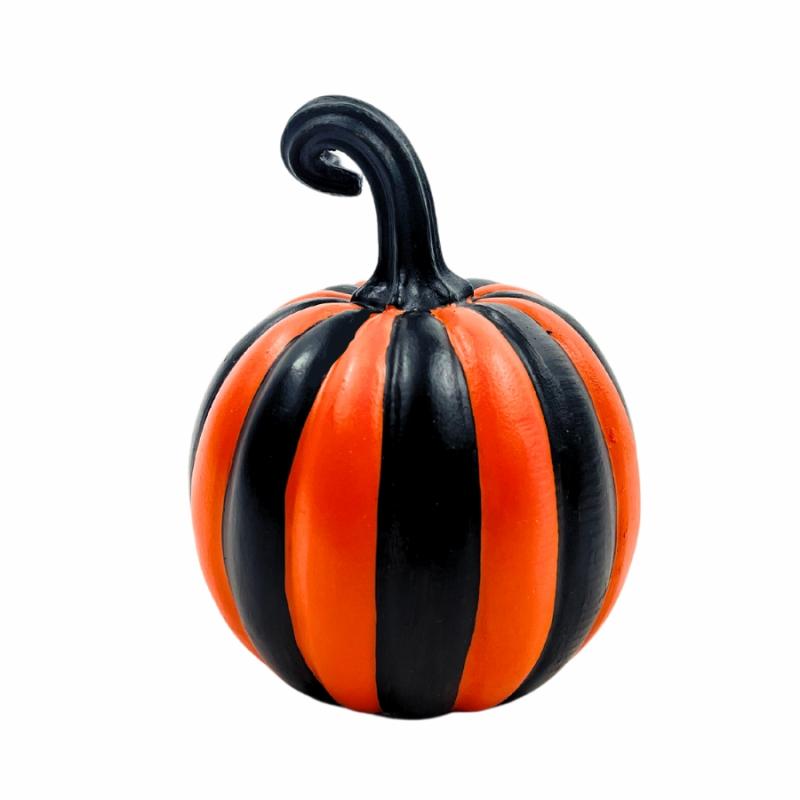 Halloween Decor |   4.5" Orange And Black Resin Pumpkin Halloween Decor Halloween Decor