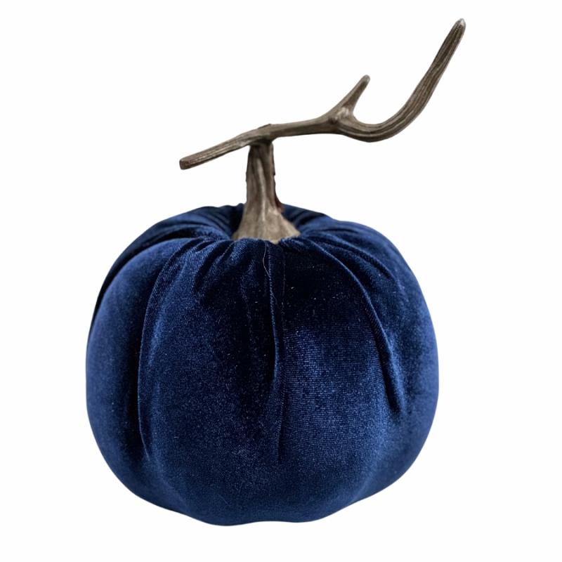 Halloween Decor |   6.5" Velvet Pumpkin Decoration- Royal Blue Halloween Decor Halloween Decor